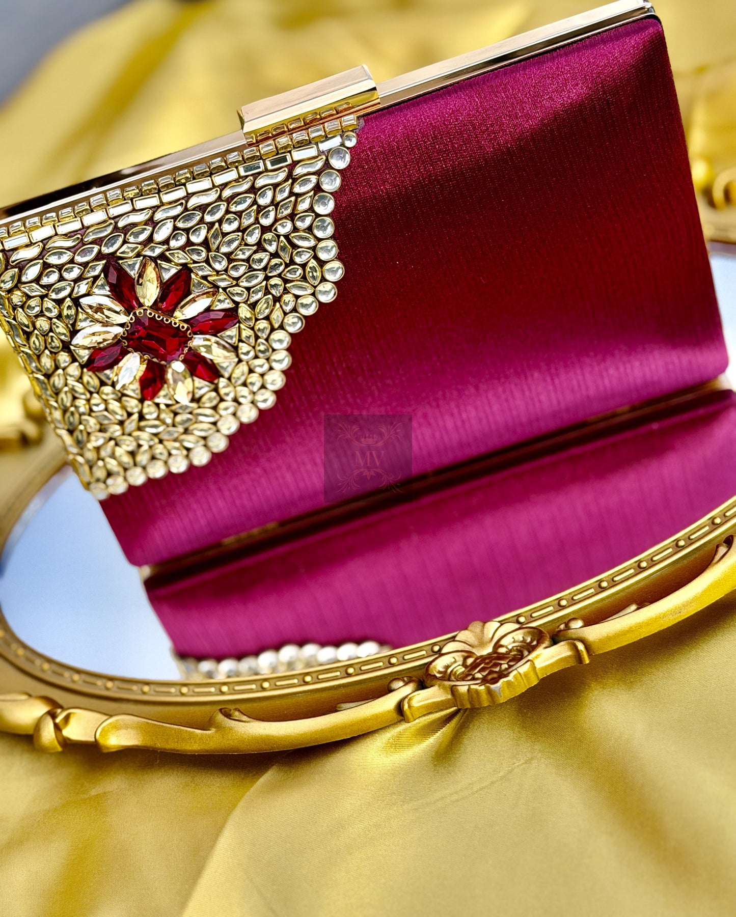 Rubai Semi Kundan Clutch Bag